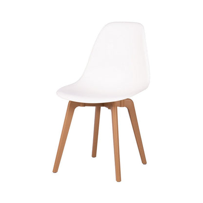 Set of Four White and Natural Heavy Duty Plastic Dining Side Chairs