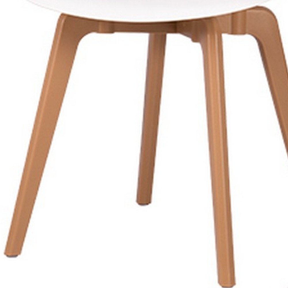 Set of Four White and Natural Heavy Duty Plastic Dining Side Chairs