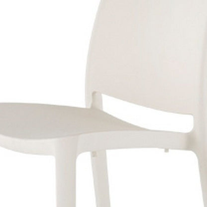 Set of Four White Heavy Duty Plastic Outdoor Stacking Dining Chairs