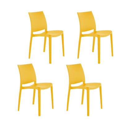 Set of Four Gold Heavy Duty Plastic Outdoor Stacking Dining Chairs