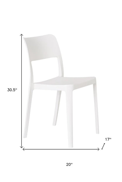 Set of Two White Heavy Duty Plastic Outdoor Stacking Accent Chairs