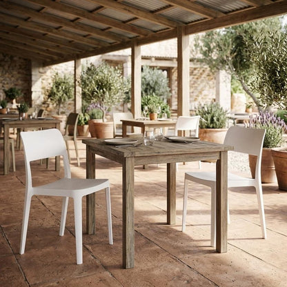 Set of Two White Heavy Duty Plastic Outdoor Stacking Accent Chairs