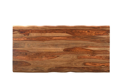 80" Brown and Black Solid Wood and Iron Live Edge Dining Table