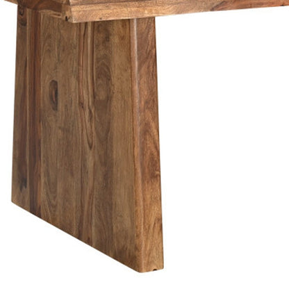 74" Brown Wood Double Pedestal Base Live Edge Dining Table