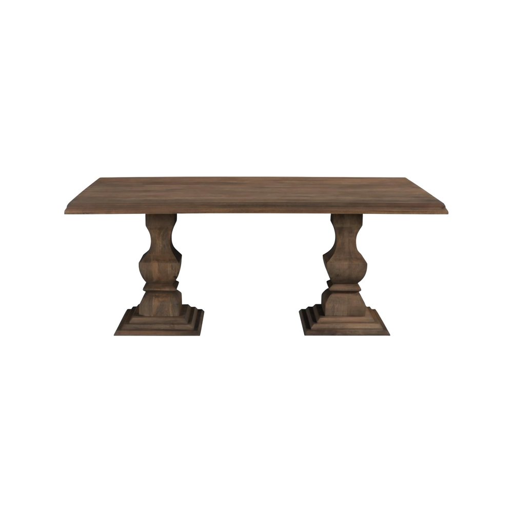 96" Brown Solid Wood Double Pedestal Base Dining Table
