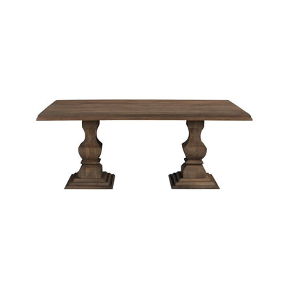 96" Brown Solid Wood Double Pedestal Base Dining Table