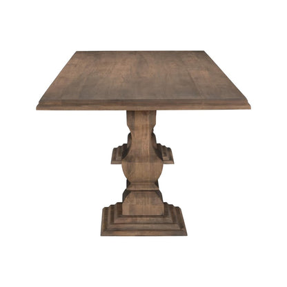 96" Brown Solid Wood Double Pedestal Base Dining Table