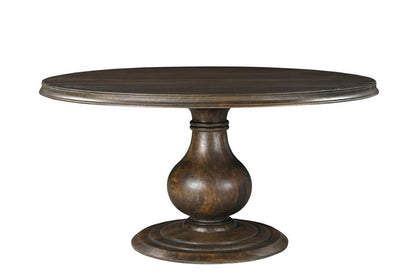 60" Brown Solid Wood Pedestal Base Round Top Dining Table