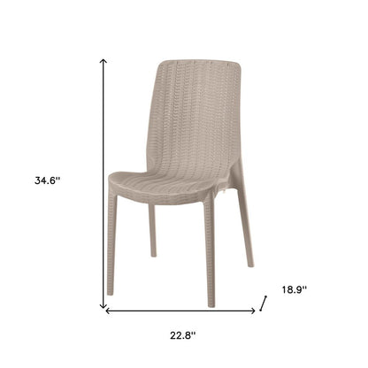 Set of Four Taupe Heavy Duty Plastic Outdoor Stacking Dining Chairs