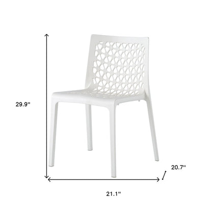 Set of Two White Heavy Duty Plastic Outdoor Stacking Dining Chairs