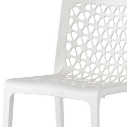 Set of Two White Heavy Duty Plastic Outdoor Stacking Dining Chairs