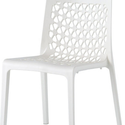 Set of Two White Heavy Duty Plastic Outdoor Stacking Dining Chairs