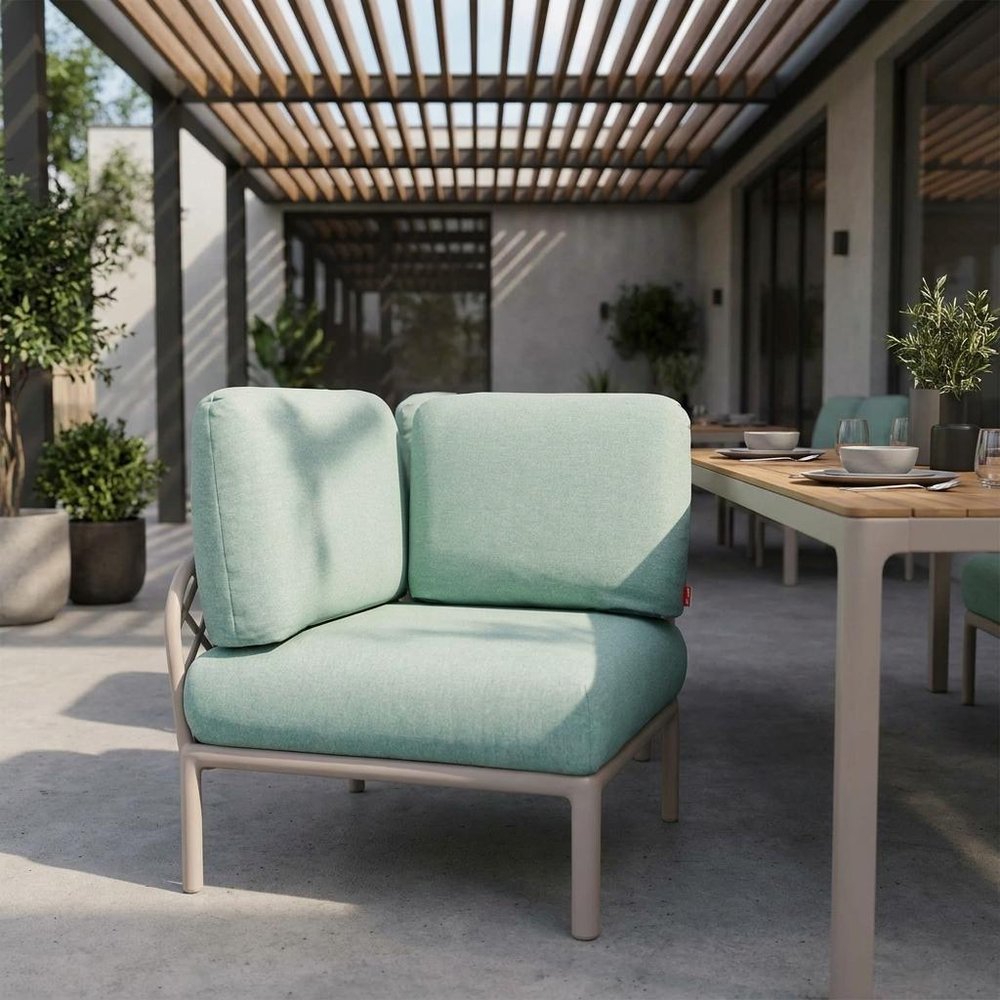 31" Sea Green Heavy Duty Plastic Outdoor Modular with Sea Green Cushion
