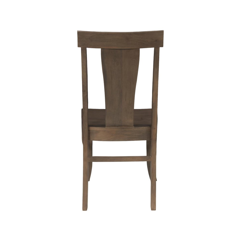 Set of Two Brown Solid Wood Slat Back Dining Side Chairs
