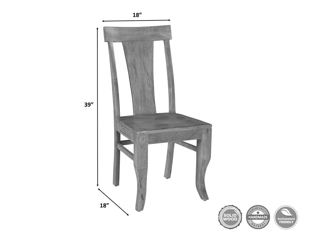 Set of Two Brown Solid Wood Slat Back Dining Side Chairs