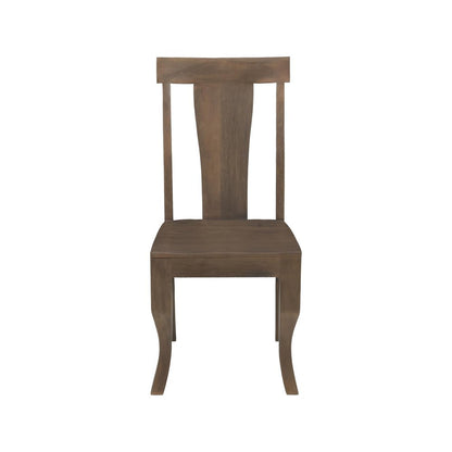 Set of Two Brown Solid Wood Slat Back Dining Side Chairs