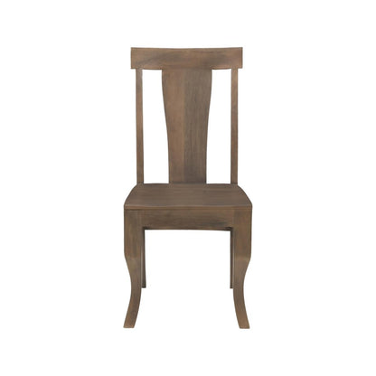Set of Two Brown Solid Wood Slat Back Dining Side Chairs