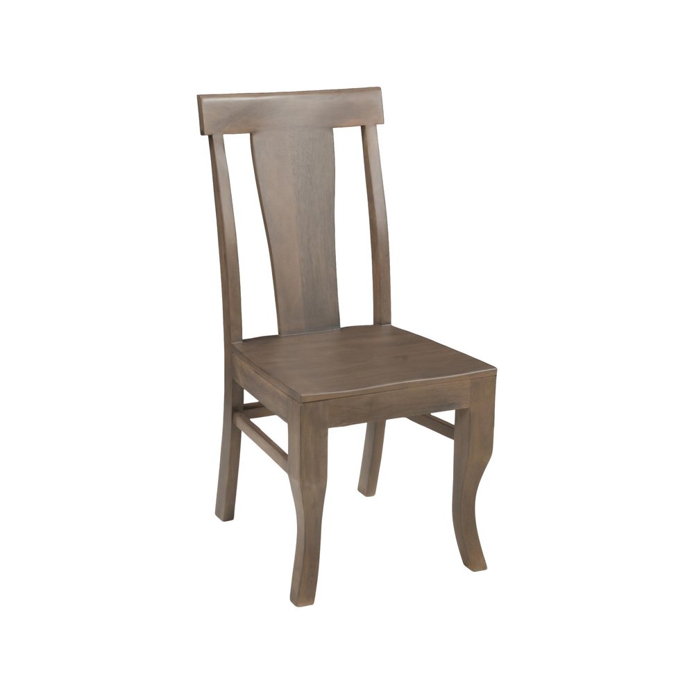 Set of Two Brown Solid Wood Slat Back Dining Side Chairs