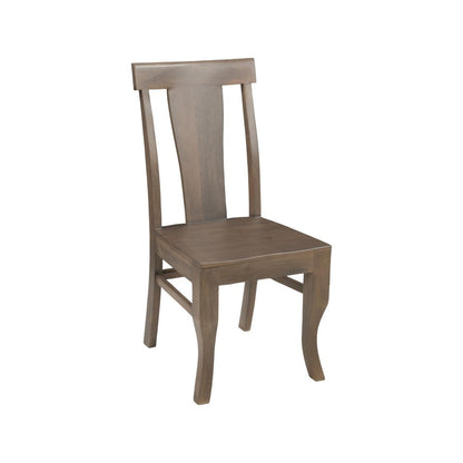 Set of Two Brown Solid Wood Slat Back Dining Side Chairs
