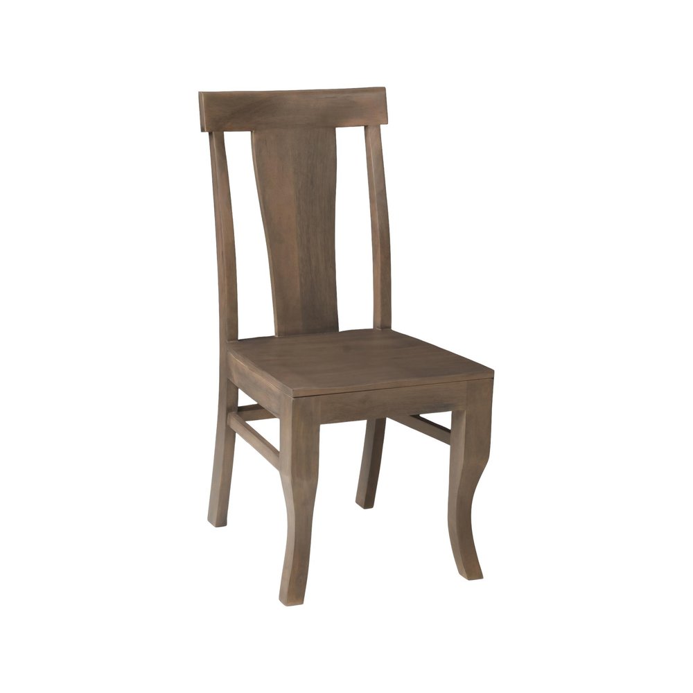 Set of Two Brown Solid Wood Slat Back Dining Side Chairs