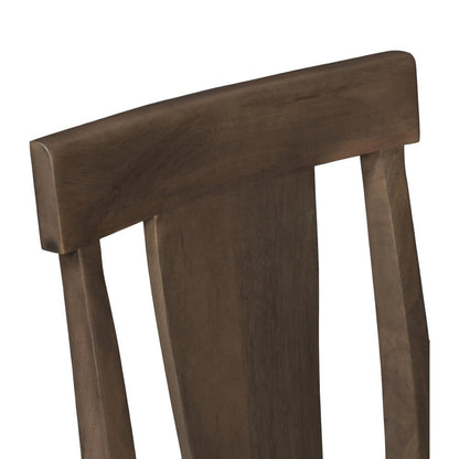 Set of Two Brown Solid Wood Slat Back Dining Side Chairs