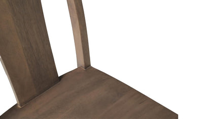 Set of Two Brown Solid Wood Slat Back Dining Side Chairs