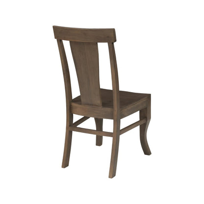 Set of Two Brown Solid Wood Slat Back Dining Side Chairs