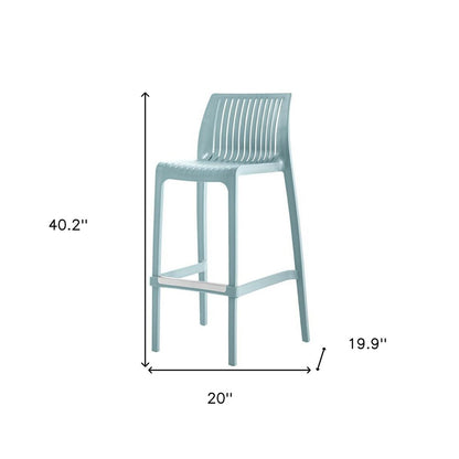 Set of Two 30" Baby Blue Heavy Duty Plastic Low Back Outdoor Bar Height Chairs