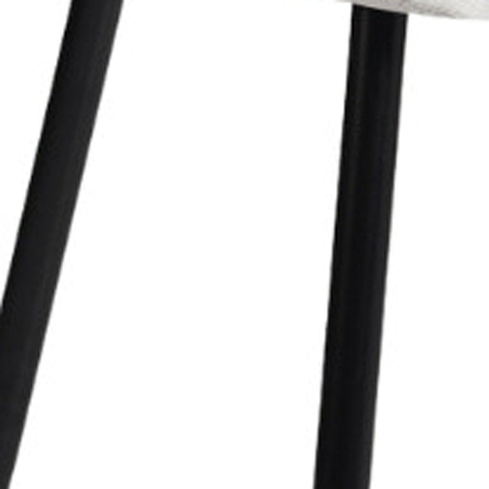 Set of Four Beige and Black Fabric and Metal Dining Side Chairs