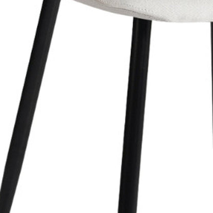 Set of Four Beige and Black Fabric and Metal Dining Side Chairs