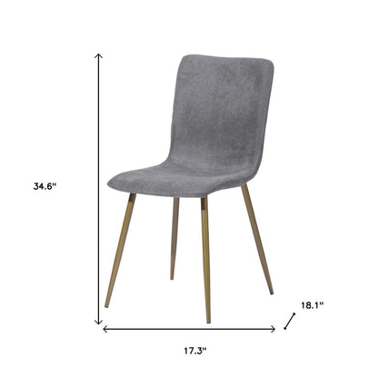Set of Four Dark Gray and Gold Fabric Dining Side Chairs