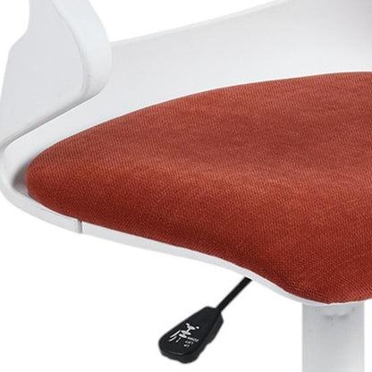 White and Brick Red Adjustable Height Swivel Rolling Office Chair