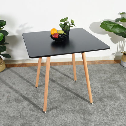 32" Black and Natural Wood Square Dining Table