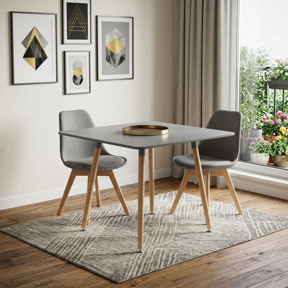 32" Gray and Natural Wood Square Dining Table