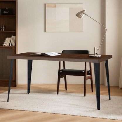 63" Dark Brown and Black Wood and Steel Dining Table