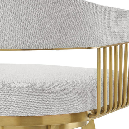 30" Silver And Gold Fabric And Steel Low Back Bar Height Swivel Bar Chair