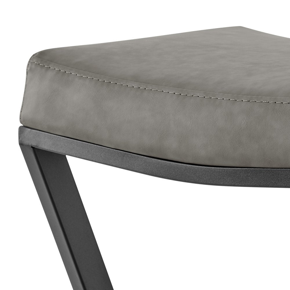 26" Gray And Black Faux Leather And Iron Backless Counter Height Bar Chair