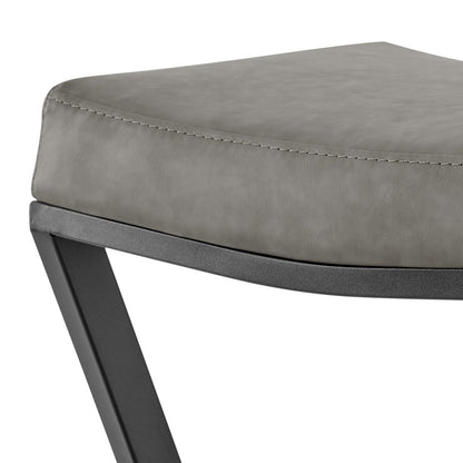 26" Gray And Black Faux Leather And Iron Backless Counter Height Bar Chair