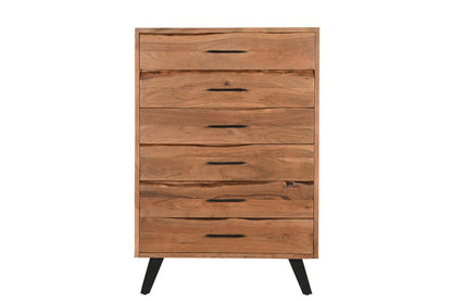 36" Natural Live Edge Solid Wood Six Drawer Dresser