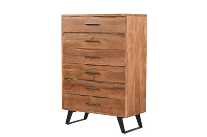 36" Natural Live Edge Solid Wood Six Drawer Dresser