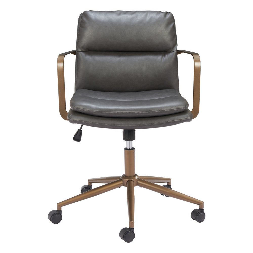 Dark Gray and Bronze Adjustable Height Swivel Rolling Office Chair