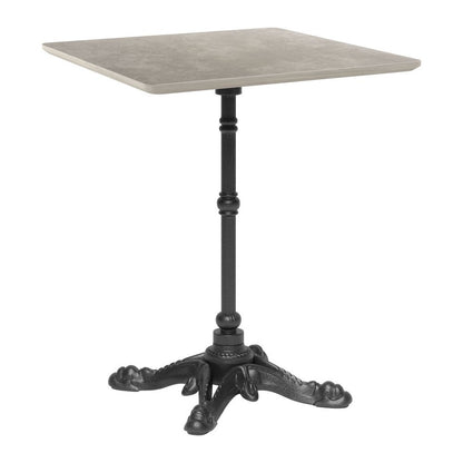 24" Gray and Black Wood And Aluminum Indoor Outdoor Pedestal Base Round Top Dining Table