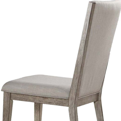 Set of Two Gray Fabric And Solid Wood Dining Side Chairs