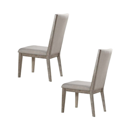 Set of Two Gray Fabric And Solid Wood Dining Side Chairs