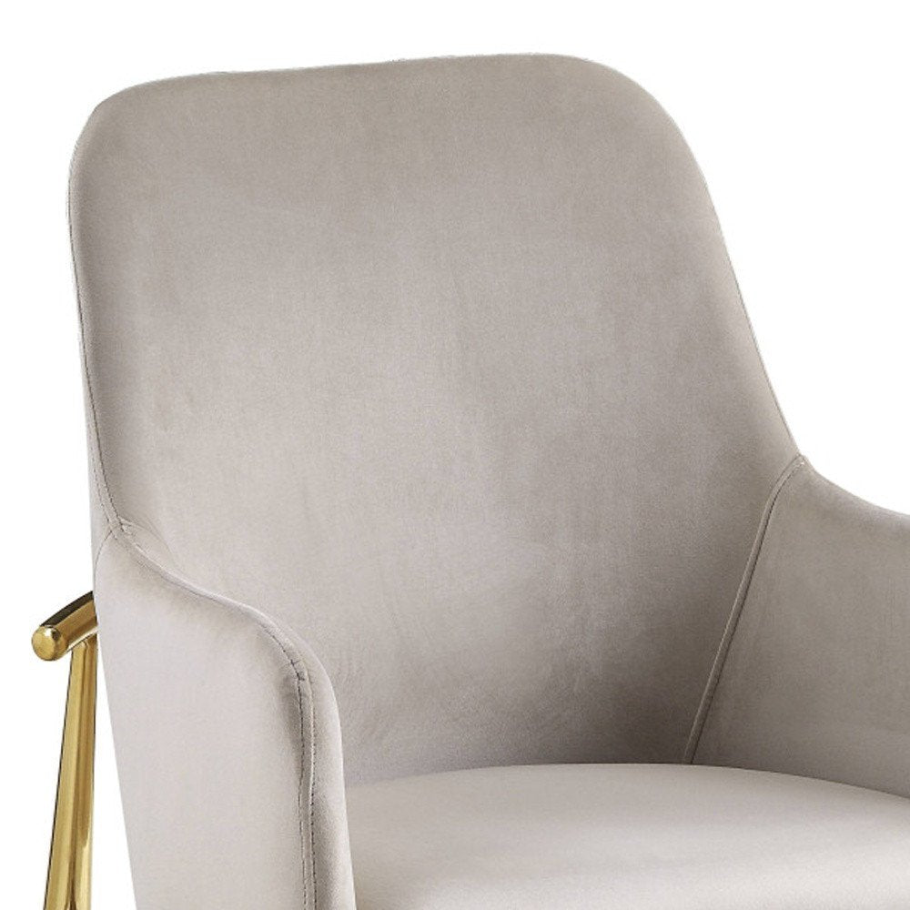 Set of Two Gray and Gold Velvet And Wood and Metal Dining Side Chairs