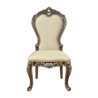 Set of Two Gray and Oak Upholstered Chenille And Solid Wood Dining Side Chairs