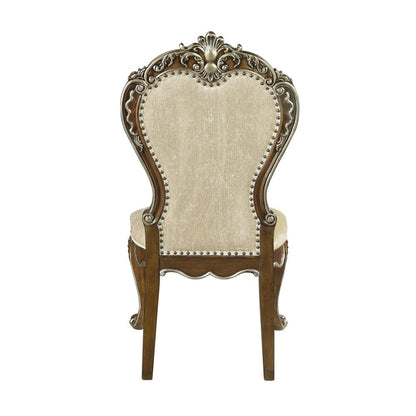Set of Two Gray and Oak Upholstered Chenille And Solid Wood Dining Side Chairs