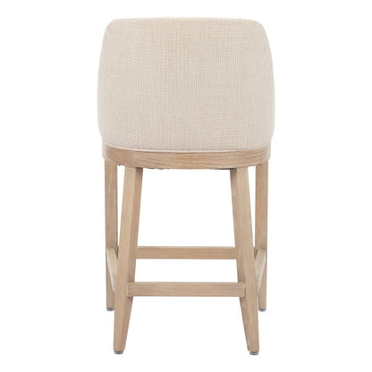 27" Beige And Natural Fabric And Solid Wood Counter Height Bar Chair