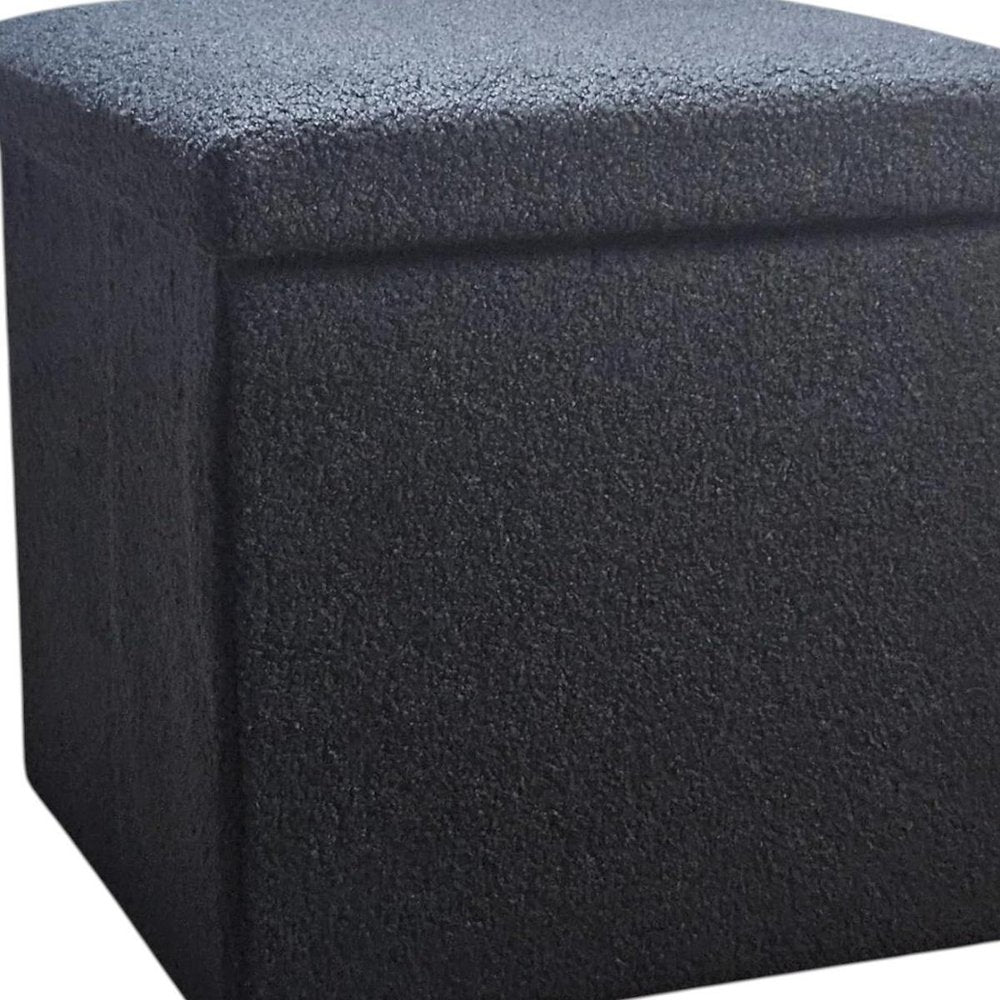 30" Black Boucle Ottoman With Storage