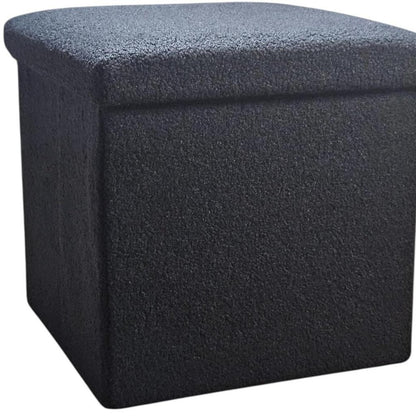 30" Black Boucle Ottoman With Storage
